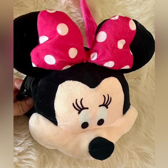 Disney Minnie Plush Purse Costume Bag Minnie Mouse Bow with zipper and strap - Picture 4 of 7